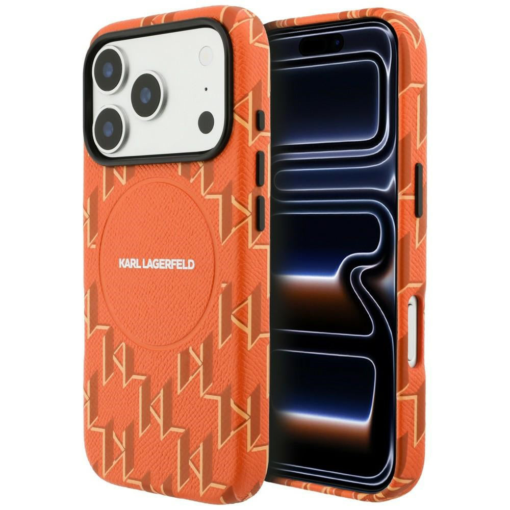 MagSafe Hülle für Apple iPhone 17 Pro Max, Karl Lagerfeld, KL Monogram Logo, Orange
