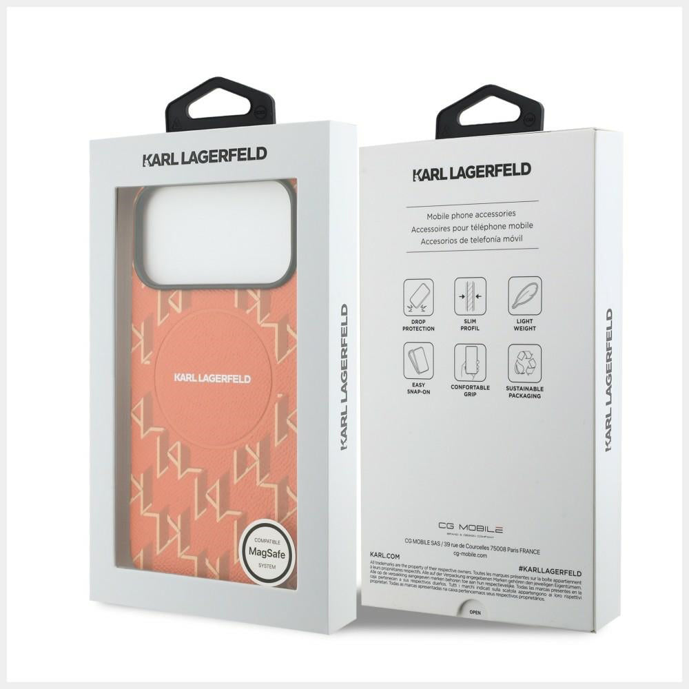 MagSafe Hülle für Apple iPhone 17 Pro Max, Karl Lagerfeld, KL Monogram Logo, Orange