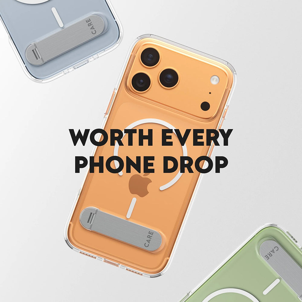 MagSafe Hülle für Apple iPhone 17 Pro Max, PanzerGlass, Care Feature Kickstand, Transparent Weiß