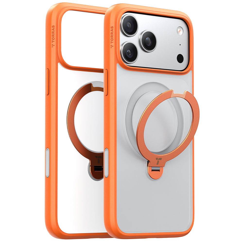 MagSafe Hülle für Apple iPhone 17 Pro Max, Torras, Ostand Spin, Orange