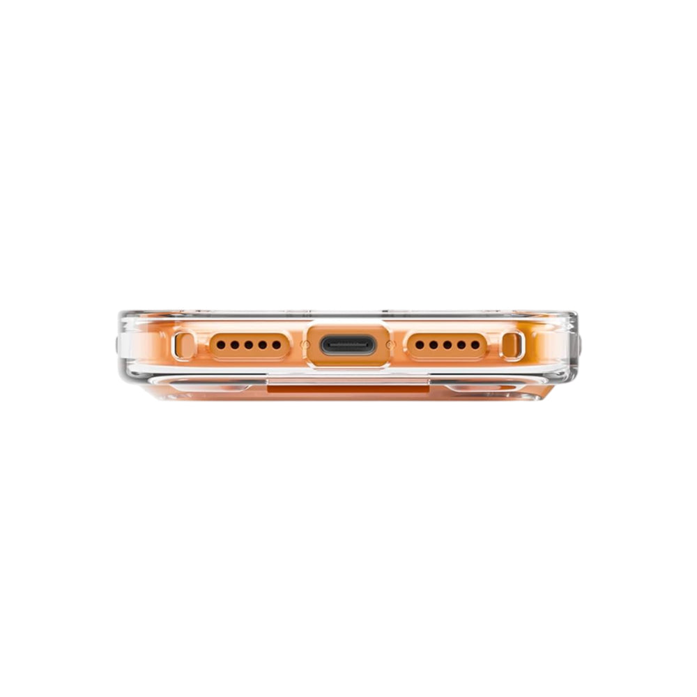 MagSafe-Hülle für Apple iPhone 17 Pro Max, UNIQ, Heldro Air MagClick, Transparent Orange