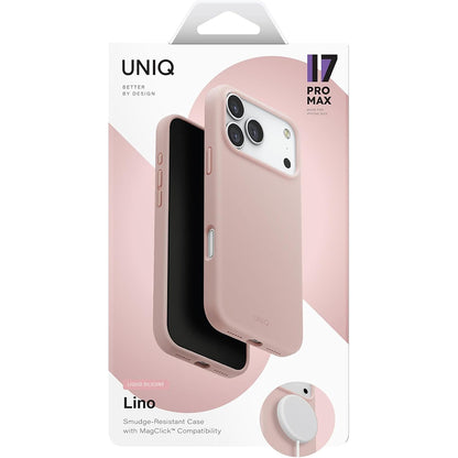 MagSafe Hülle für Apple iPhone 17 Pro Max, UNIQ, Lino MagClick, Rosa