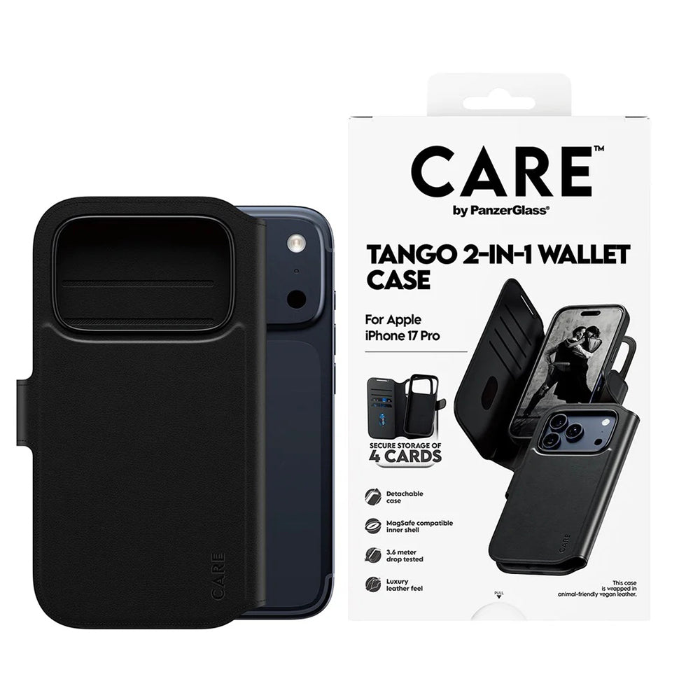 MagSafe Hülle für Apple iPhone 17 Pro, PanzerGlass, Care Feature Tango Two-in-One, Schwarz