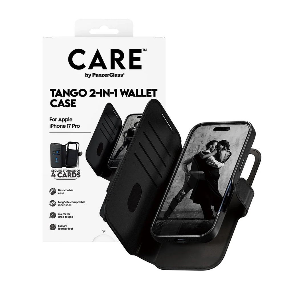 MagSafe Hülle für Apple iPhone 17 Pro, PanzerGlass, Care Feature Tango Two-in-One, Schwarz
