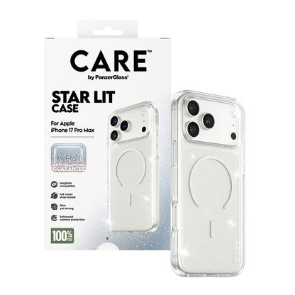 MagSafe Hülle für Apple iPhone 17 Pro, PanzerGlass, Care Urban Explorer Star Lit, Transparent Weiß
