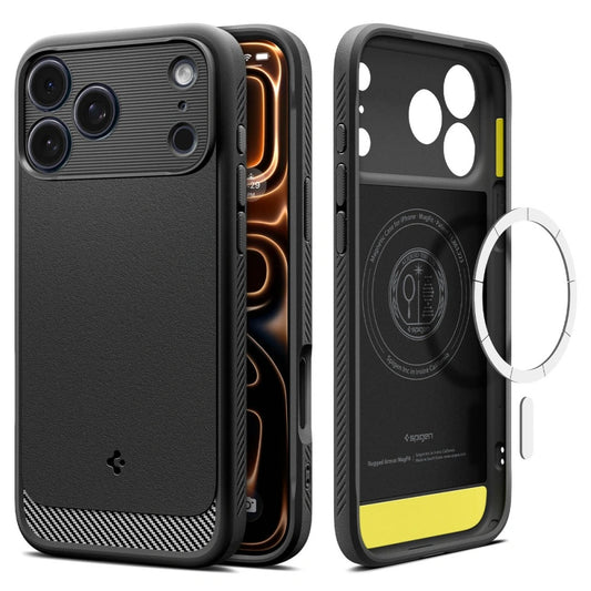 MagSafe Hülle für Apple iPhone 17 Pro, Spigen, Rugged Armor, Mattschwarz
