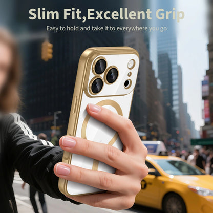 MagSafe Hülle für Apple iPhone 17 Pro, Techsuit, Luxury Crystal, Silber