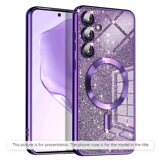 MagSafe Hülle für Apple iPhone 17, Techsuit, Luxury Glitter, Dunkelviolett