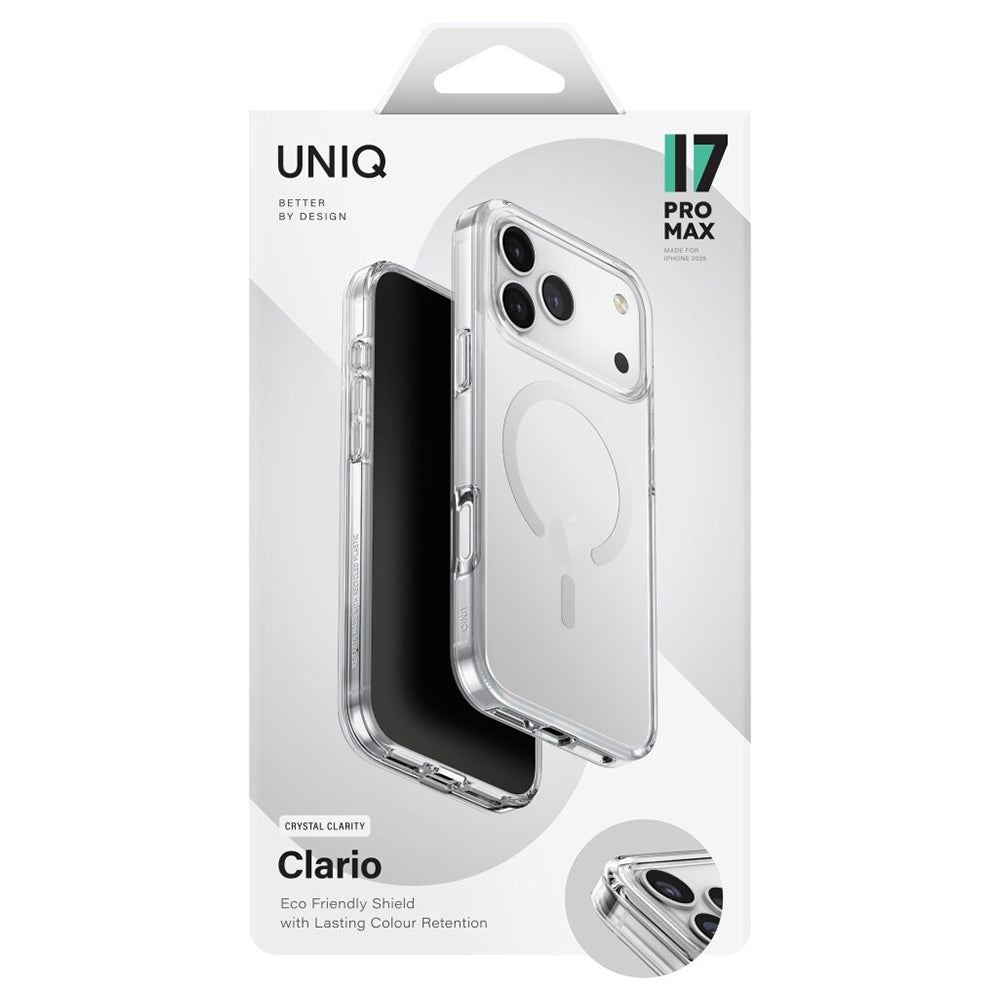 MagSafe Hülle für Apple iPhone 17, UNIQ, Clario MagClick, Transparent
