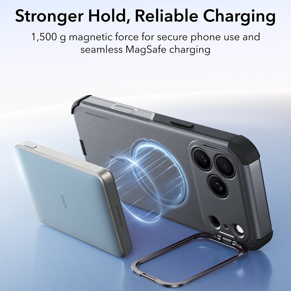 MagSafe-Hülle für Apple iPhone 18 Pro / 17 Pro, ESR, Cyber Armor Kickstand, Grau