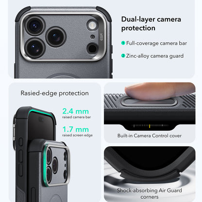 MagSafe-Hülle für Apple iPhone 18 Pro / 17 Pro, ESR, Cyber Armor Kickstand, Grau