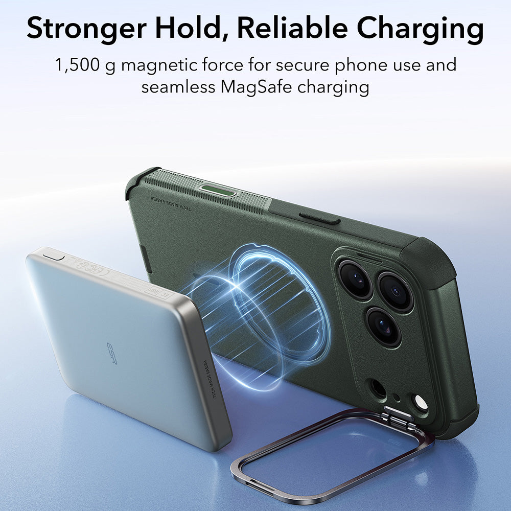 MagSafe-Hülle für Apple iPhone 18 Pro / 17 Pro, ESR, Cyber Armor Kickstand, Grün