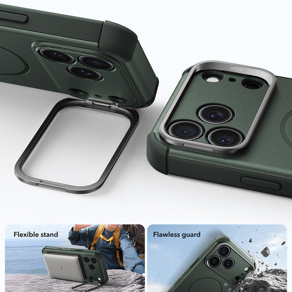 MagSafe-Hülle für Apple iPhone 18 Pro / 17 Pro, ESR, Cyber Armor Kickstand, Grün