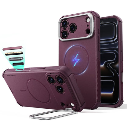 MagSafe Case for Apple iPhone 18 Pro / 17 Pro, ESR, Cyber Armor Kickstand, Dark Satin Burgundy