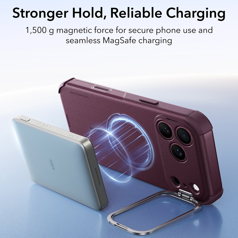 MagSafe Case for Apple iPhone 18 Pro / 17 Pro, ESR, Cyber Armor Kickstand, Dark Satin Burgundy