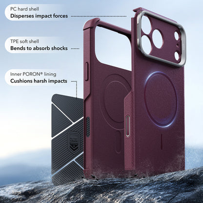 MagSafe Case for Apple iPhone 18 Pro / 17 Pro, ESR, Cyber Armor Kickstand, Dark Satin Burgundy