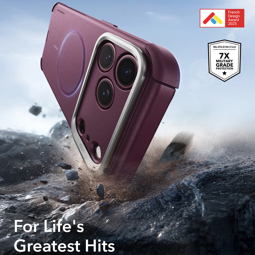 MagSafe Case for Apple iPhone 18 Pro / 17 Pro, ESR, Cyber Armor Kickstand, Dark Satin Burgundy