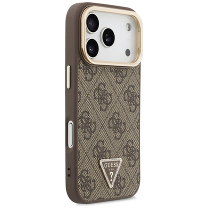 MagSafe-Hülle für Apple iPhone 18 Pro / 17 Pro, Guess, 4G Triangle Logo & Kameraständer, Braun