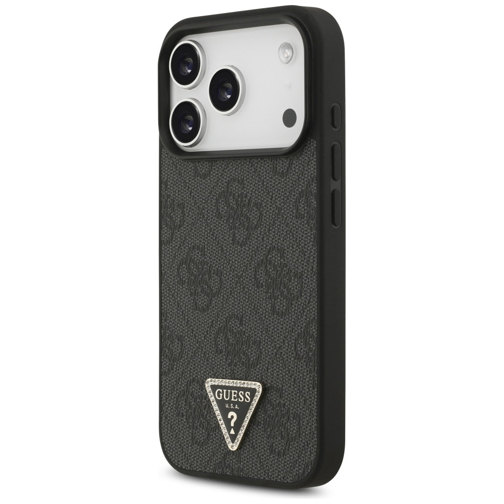 MagSafe-Hülle für Apple iPhone 18 Pro / 17 Pro, Guess, 4G Triangle Strass, Schwarz
