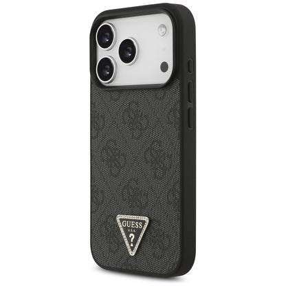 MagSafe-Hülle für Apple iPhone 18 Pro / 17 Pro, Guess, 4G Triangle Strass, Schwarz
