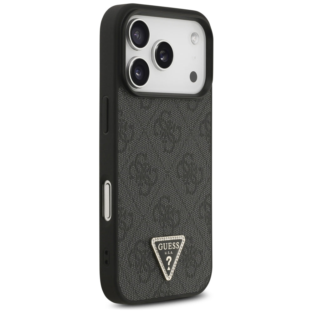 MagSafe-Hülle für Apple iPhone 18 Pro / 17 Pro, Guess, 4G Triangle Strass, Schwarz