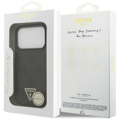 MagSafe-Hülle für Apple iPhone 18 Pro / 17 Pro, Guess, 4G Triangle Strass, Schwarz