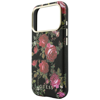 MagSafe-Hülle für Apple iPhone 18 Pro / 17 Pro, Guess, Blossom Roses Print, Schwarz