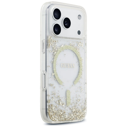 MagSafe-Hülle für Apple iPhone 18 Pro / 17 Pro, Guess, Resin Bottom Glitter, Gold