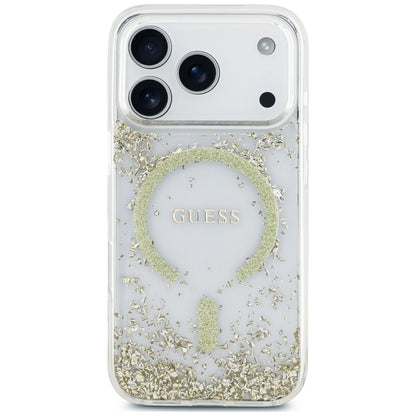 MagSafe-Hülle für Apple iPhone 18 Pro / 17 Pro, Guess, Resin Bottom Glitter, Gold