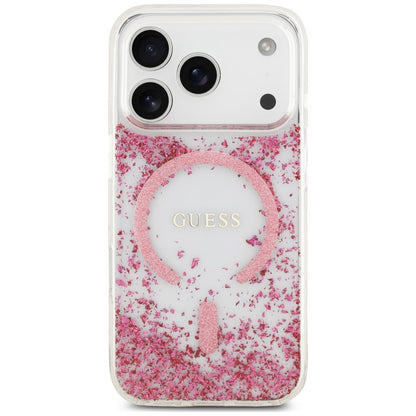 MagSafe-Hülle für Apple iPhone 18 Pro / 17 Pro, Guess, Resin Bottom Glitter, Rosa