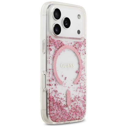 MagSafe-Hülle für Apple iPhone 18 Pro / 17 Pro, Guess, Resin Bottom Glitter, Rosa