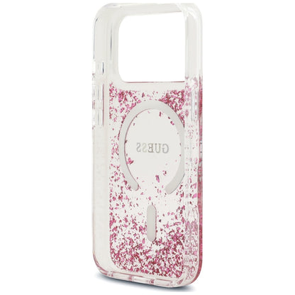 MagSafe-Hülle für Apple iPhone 18 Pro / 17 Pro, Guess, Resin Bottom Glitter, Rosa