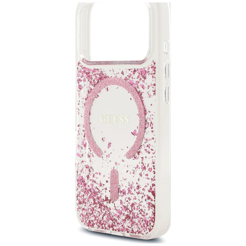 MagSafe-Hülle für Apple iPhone 18 Pro / 17 Pro, Guess, Resin Bottom Glitter, Rosa