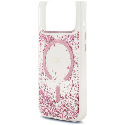 MagSafe-Hülle für Apple iPhone 18 Pro / 17 Pro, Guess, Resin Bottom Glitter, Rosa