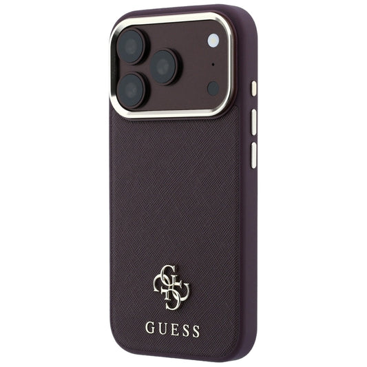 MagSafe-Hülle für Apple iPhone 18 Pro / 17 Pro, Guess, Saffiano Small 4G Classic, Weinrot