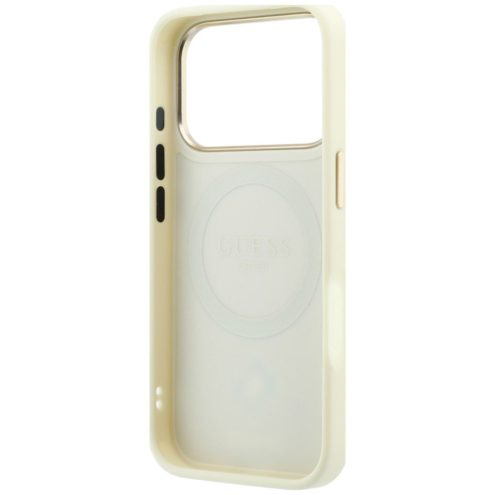 MagSafe-Hülle für Apple iPhone 18 Pro / 17 Pro, Guess, Stripe Peony 4G, Beige