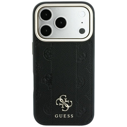MagSafe-Hülle für Apple iPhone 18 Pro / 17 Pro, Guess, Stripe Peony 4G, Schwarz