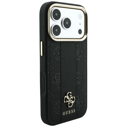 MagSafe-Hülle für Apple iPhone 18 Pro / 17 Pro, Guess, Stripe Peony 4G, Schwarz