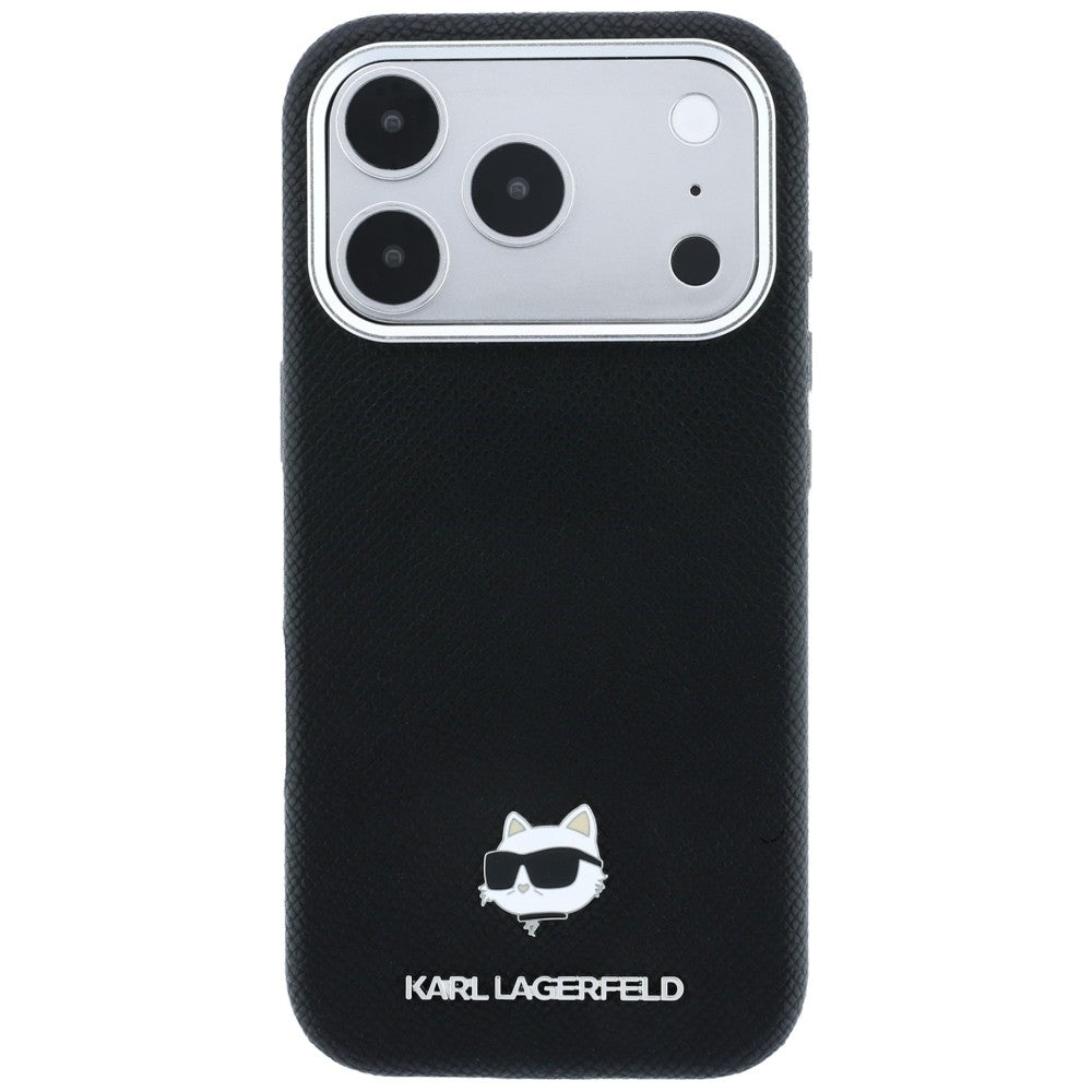 MagSafe-Hülle für Apple iPhone 18 Pro / 17 Pro, Karl Lagerfeld, Grained Choupette Head, Schwarz