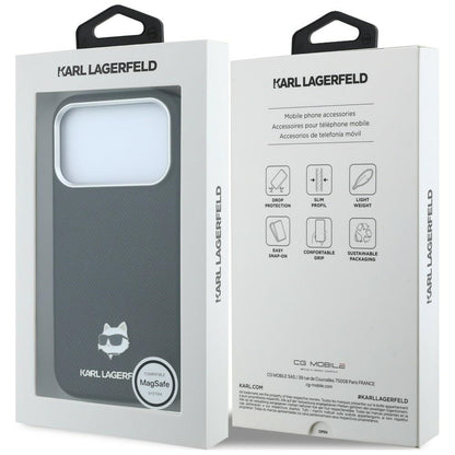 MagSafe-Hülle für Apple iPhone 18 Pro / 17 Pro, Karl Lagerfeld, Grained Choupette Head, Schwarz