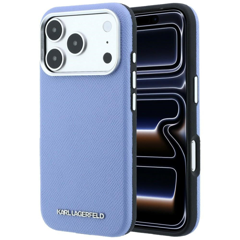MagSafe-Hülle für Apple iPhone 18 Pro / 17 Pro, Karl Lagerfeld, Geprägtes Verlängertes Logo, Blau