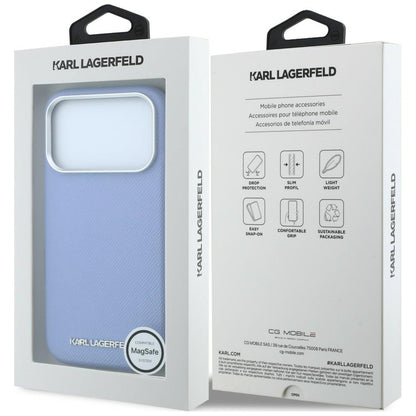 MagSafe-Hülle für Apple iPhone 18 Pro / 17 Pro, Karl Lagerfeld, Geprägtes Verlängertes Logo, Blau