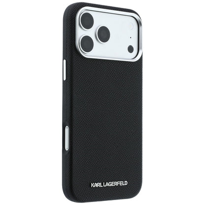 MagSafe-Hülle für Apple iPhone 18 Pro / 17 Pro, Karl Lagerfeld, Geprägtes Verlängertes Logo, Schwarz