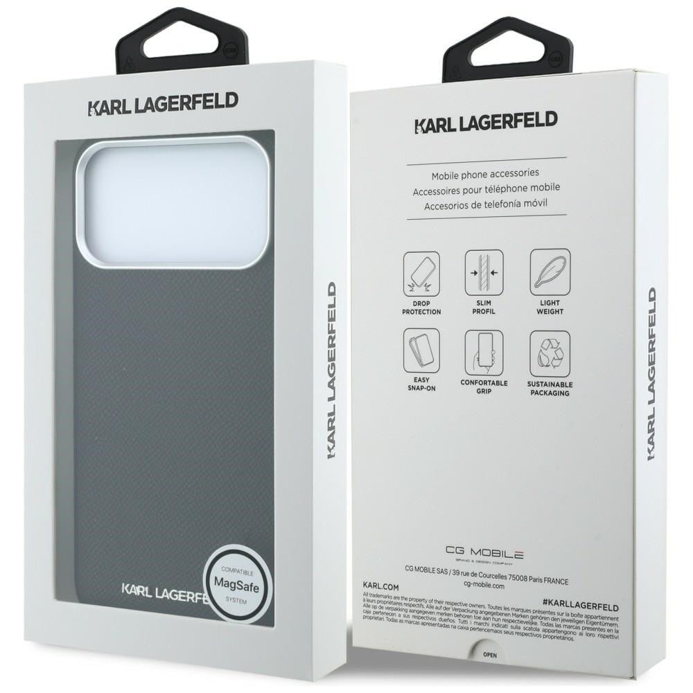 MagSafe-Hülle für Apple iPhone 18 Pro / 17 Pro, Karl Lagerfeld, Geprägtes Verlängertes Logo, Schwarz