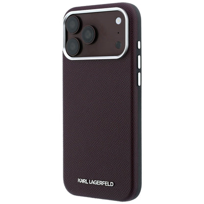 MagSafe-Hülle für Apple iPhone 18 Pro / 17 Pro, Karl Lagerfeld, geprägtes längliches Logo, Weinrot