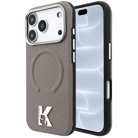 MagSafe-Hülle für Apple iPhone 18 Pro / 17 Pro, Karl Lagerfeld, geprägter Ring mit Körnung, Beige