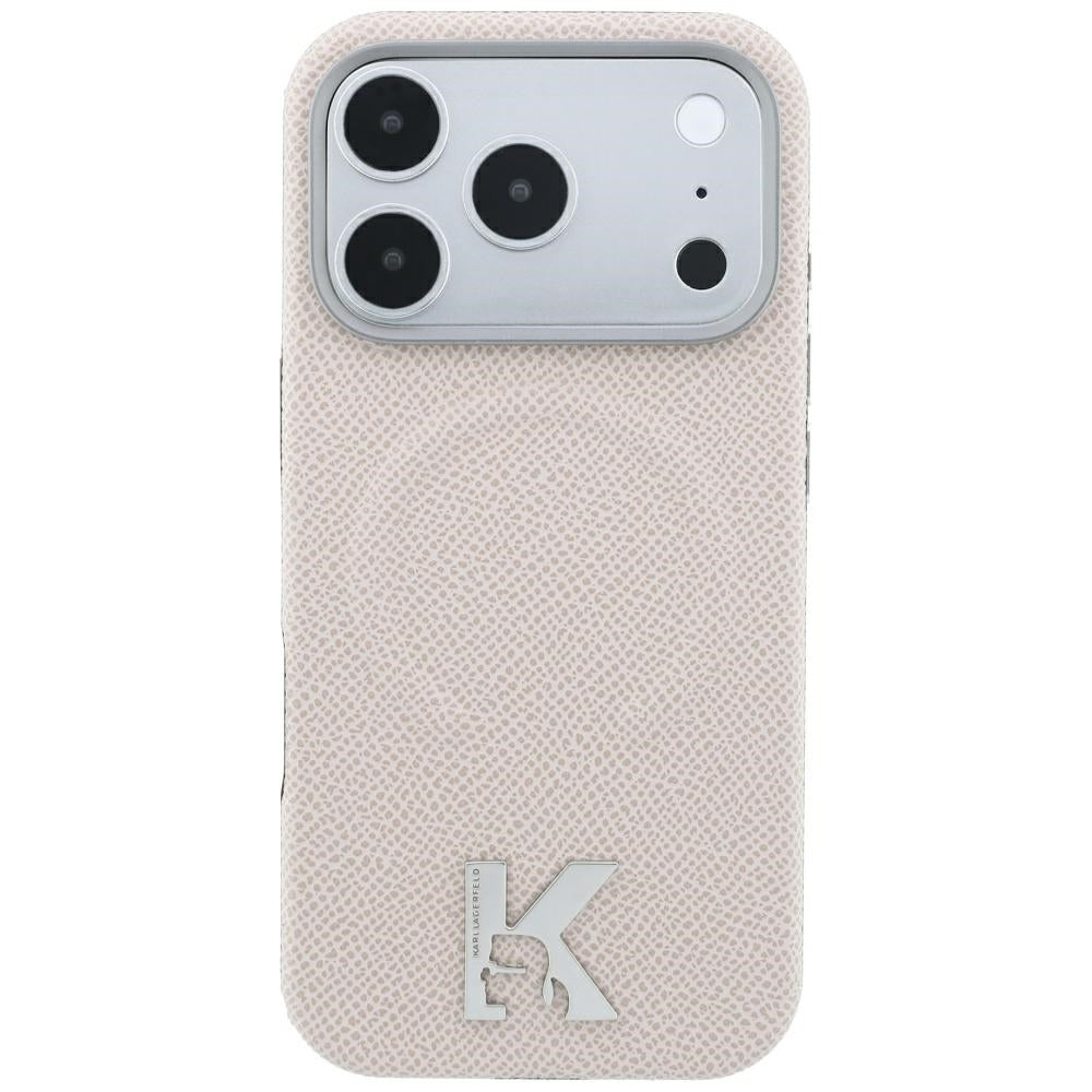 MagSafe Case for Apple iPhone 18 Pro / 17 Pro, Karl Lagerfeld, Grained Embossed Ring, Beige