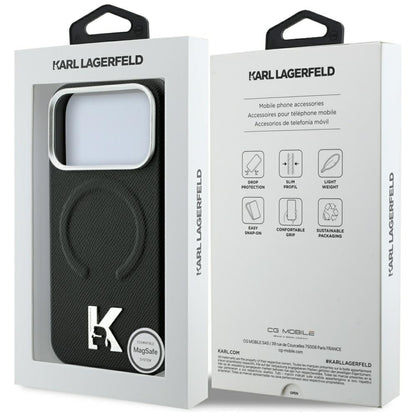 MagSafe Case for Apple iPhone 18 Pro / 17 Pro, Karl Lagerfeld, Grained Embossed Ring, Black