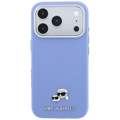 MagSafe-Hülle für Apple iPhone 18 Pro / 17 Pro, Karl Lagerfeld, Grained Karl & Choupette Head's Metal, Blau