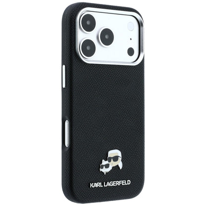 MagSafe-Hülle für Apple iPhone 18 Pro / 17 Pro, Karl Lagerfeld, Grained KC Heads, Schwarz